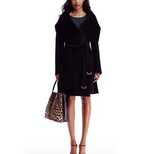 DVF Harlow' Drape Collar Wool Blend Wrap Coat